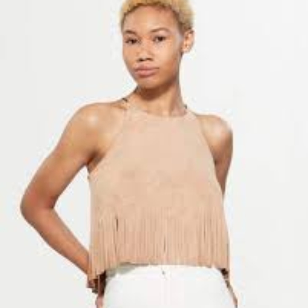 Necessary Objects Faux Suede Fringe Skirt and Top - Picture 4 of 6